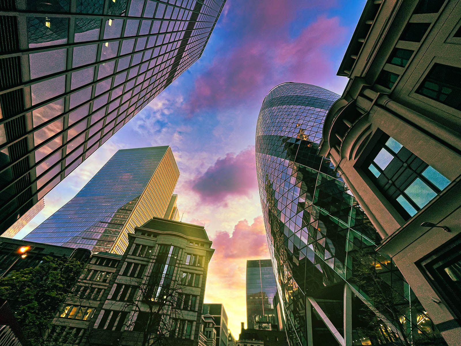 Financial district cityscape